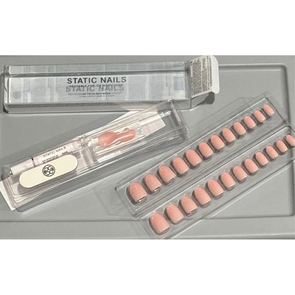 Static Nails Press‑On Nails –‎ Jet Setter – Short Round Reusable Set- 24 ct-NEW